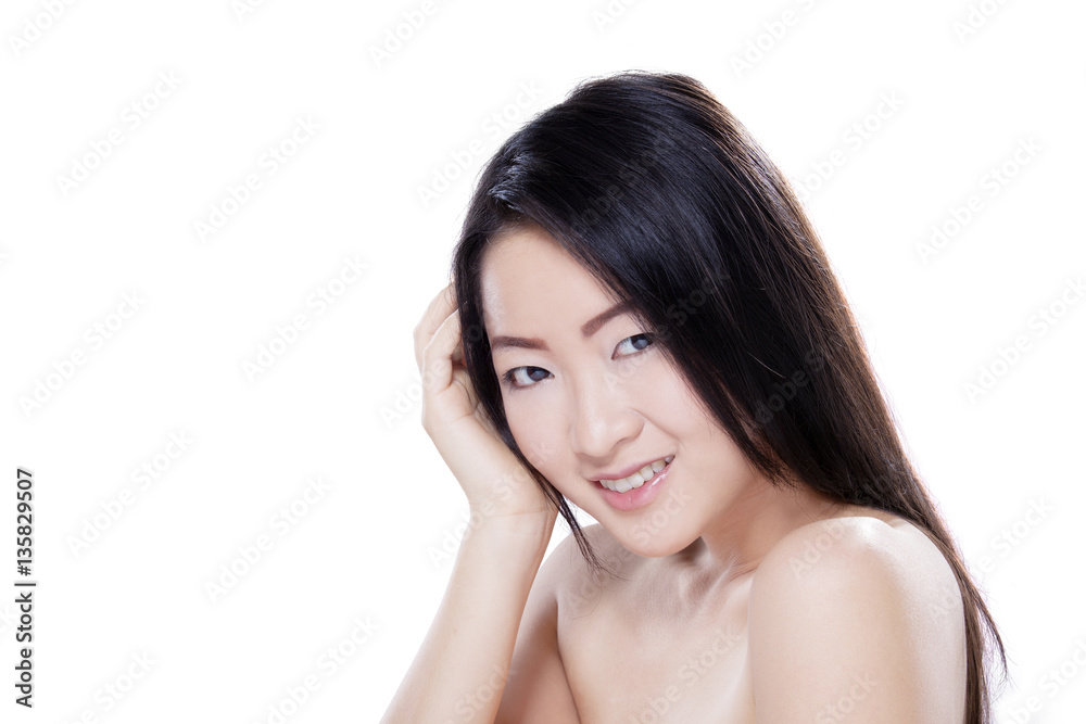 Beautiful model smiling in studio Beautiful model smiling in studio