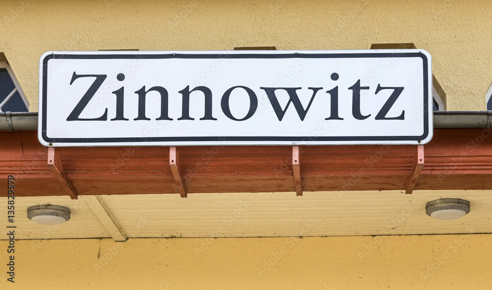 town sign Zinnowitz at the old railway station town sign Zinnowitz at the old railway station