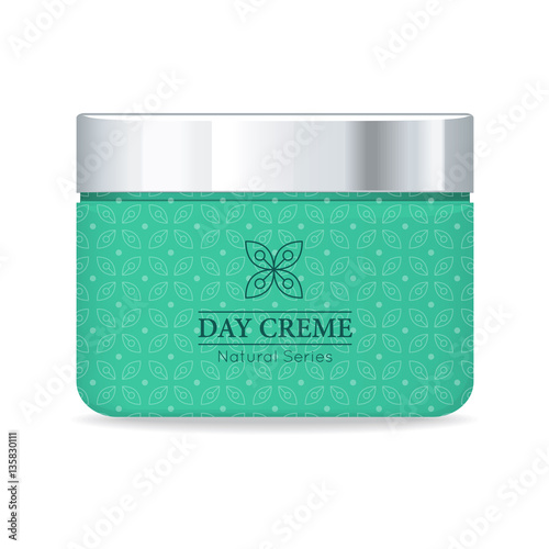 Natural Series Day Cream Cosmetic Bottle Isolated.