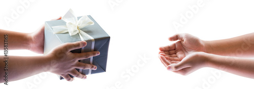 gift in the hand on white isolate background