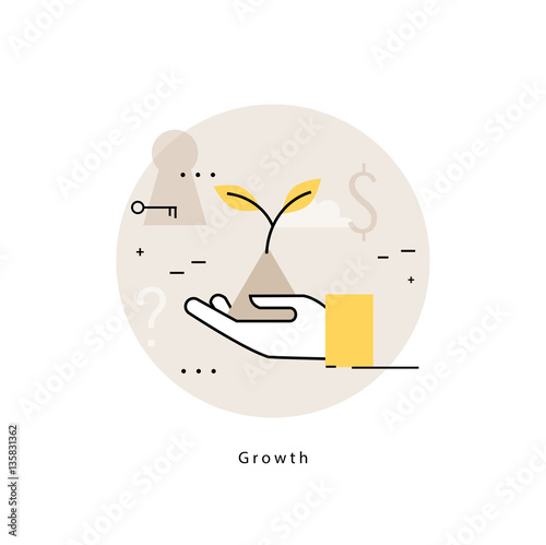 Growing plat icon for business development, strategic planning and business strategy. Flat line business vector illustration banner for mobile and web graphics