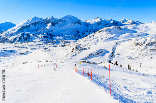 View of ski slope in Obertauern resort, Austria