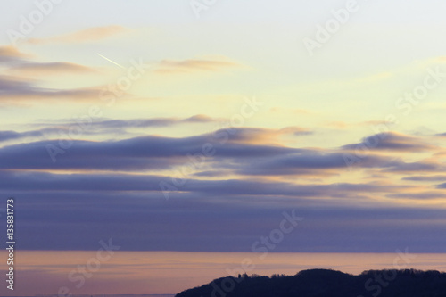 Fototapeta Naklejka Na Ścianę i Meble -  Pink, blue and orange early morning sky before sunrise