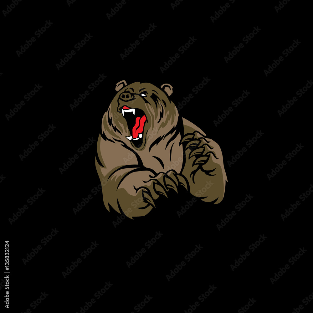 Obraz premium Grizzly Bear Mascot Body with Paws and Claws