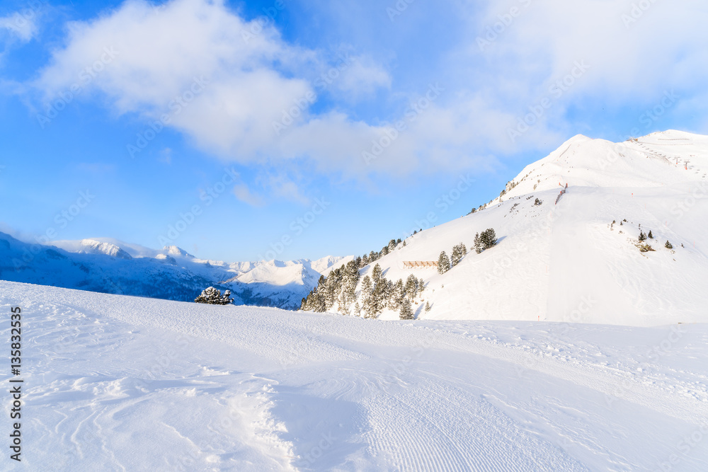Obraz premium Winter scenery of Obertauern ski resort, Austria