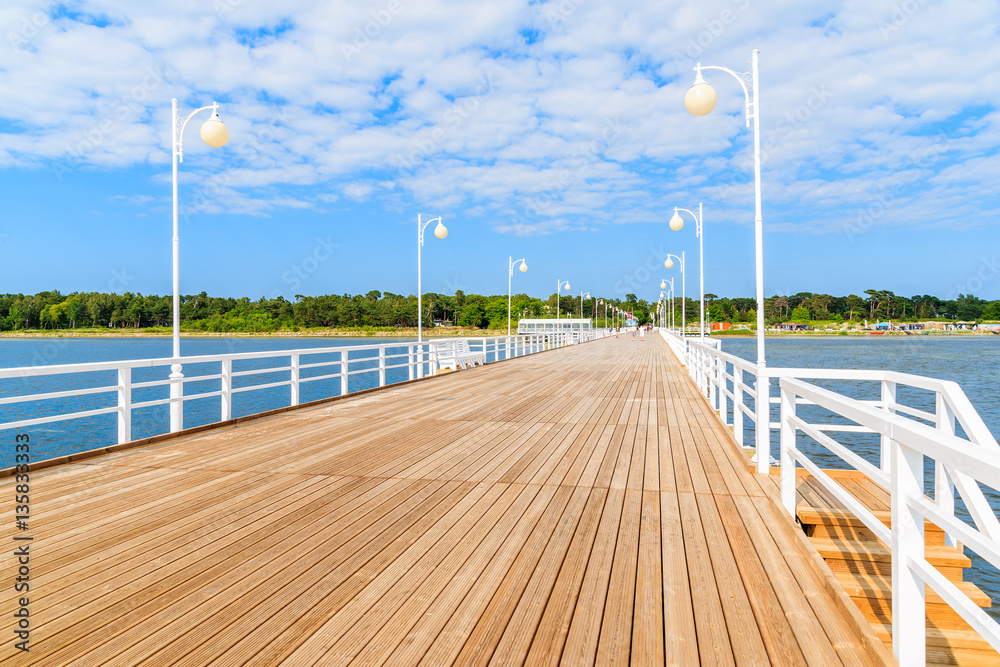 View of Jurata pier in sunny summer day, Baltic Sea, Poland