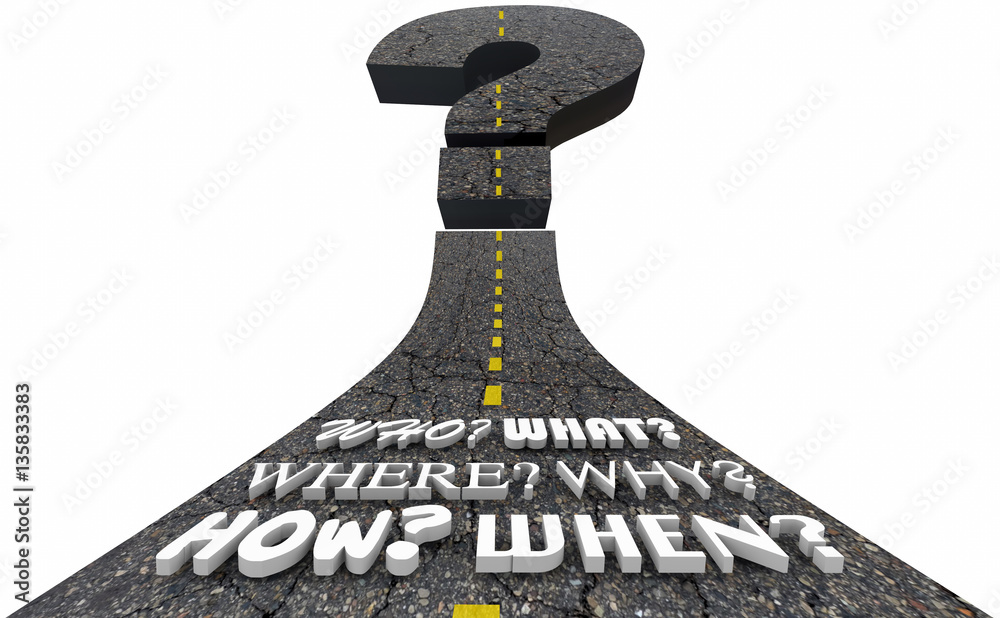 Question Mark Road Who What Where When How Why 3d Illustration Stock ...