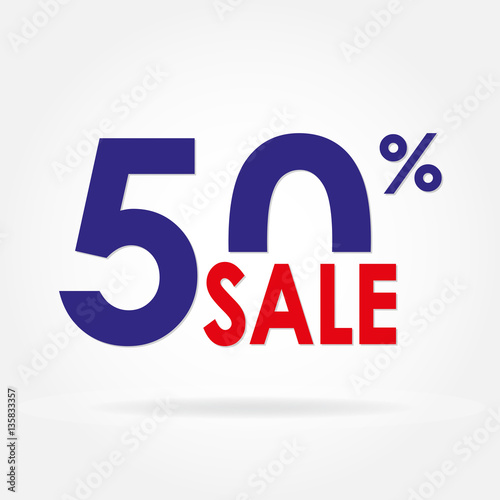 Sale 50% and discount price sign or icon. Sales design template. Shopping and low price symbol. Colorful vector illustration.