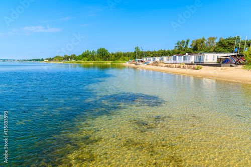 Fototapeta Naklejka Na Ścianę i Meble -  Beach of camping site in Chalupy village on Hel peninsula, Baltic Sea, Poland