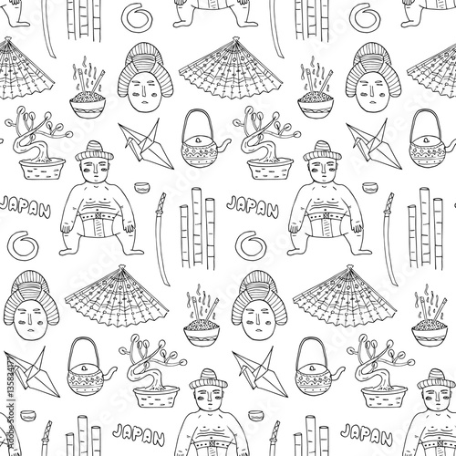 Japan symbols set design travel concept