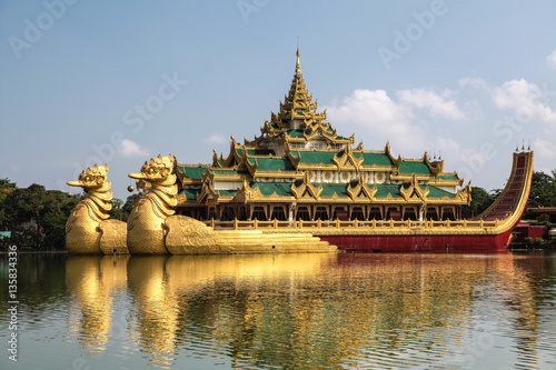 Myanmar - Burma - Karaweik Hall in Yangon