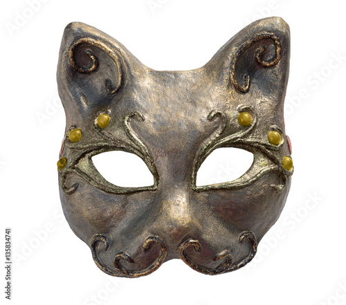 Interior and carnaval mask of cat, isolated on white