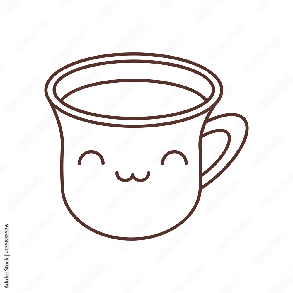 kawaii cup coffee break beverage thin line vector illustration eps 10 kawaii cup coffee break beverage thin line vector illustration eps 10