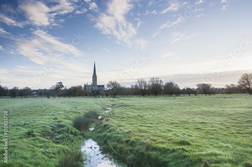 Salisbury cathedral and the West Harnham water meadows. © julianelliott
