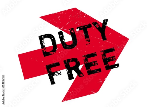 Duty free stamp. Grunge design with dust scratches. Effects can be easily removed for a clean, crisp look. Color is easily changed.