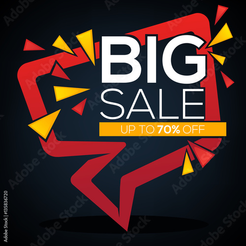 Big Sale speech bubble, discount banner and label template desig