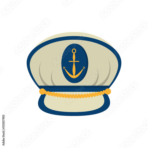 marine cap captain board with anchor vector illustration eps 10