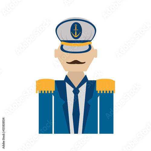 captain marine boat with uniform hat vector illustration eps 10