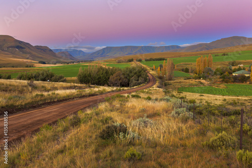 Blue and pink sky at blue hour