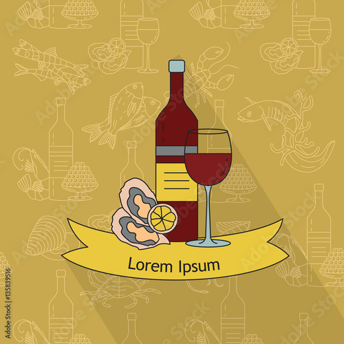 Seafood and vine logo with place for your text.