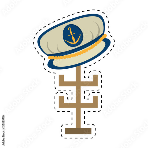 marine cap captain boat with anchor cut line vector illustration eps 10