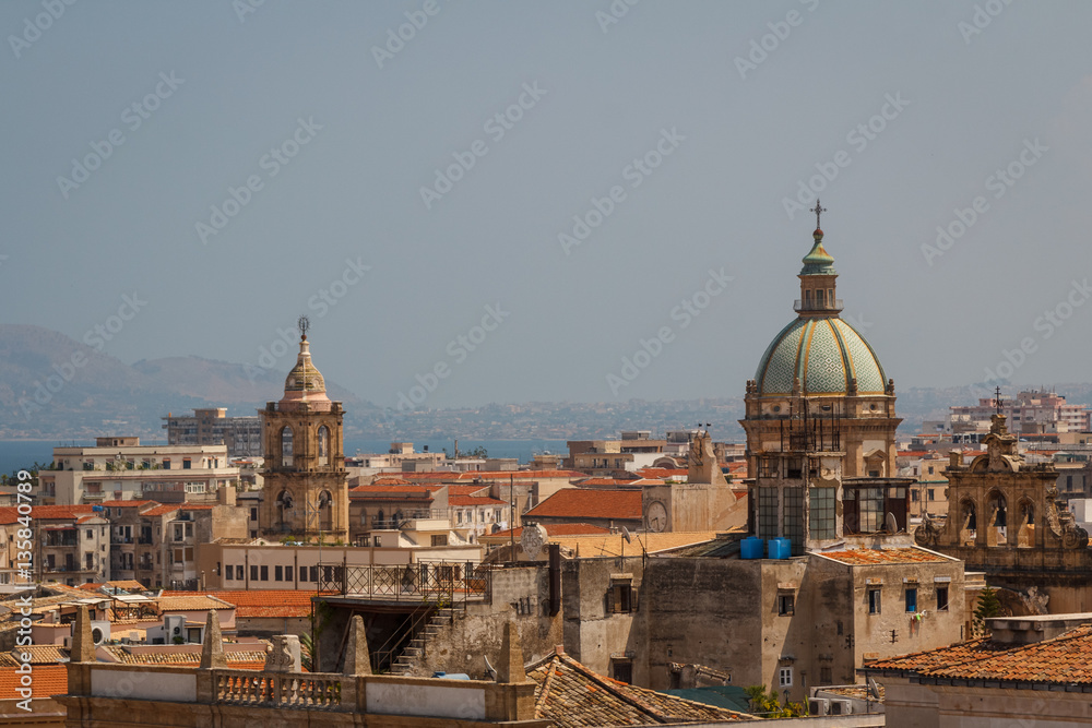 A view over Palermo from the roof of the Cathedral, Sicily, Ital