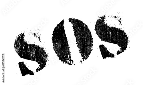 Sos stamp. Grunge design with dust scratches. Effects can be easily removed for a clean, crisp look. Color is easily changed.