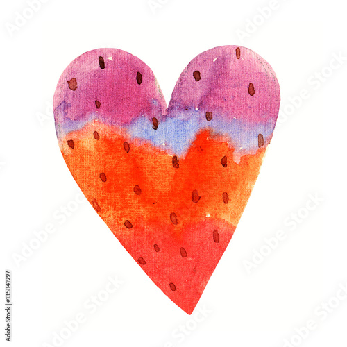 Lovely Cartoon Watercolor love heart valentines pattern. Colorful pink gradient heart illustrations isolated on white background. Perfect for valentines holiday. Good for love card