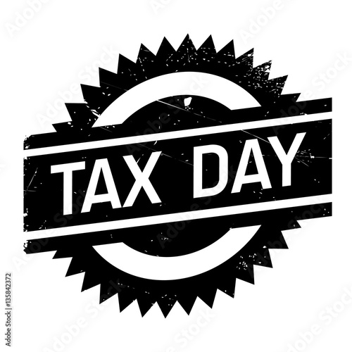 Tax day stamp. Grunge design with dust scratches. Effects can be easily removed for a clean, crisp look. Color is easily changed.