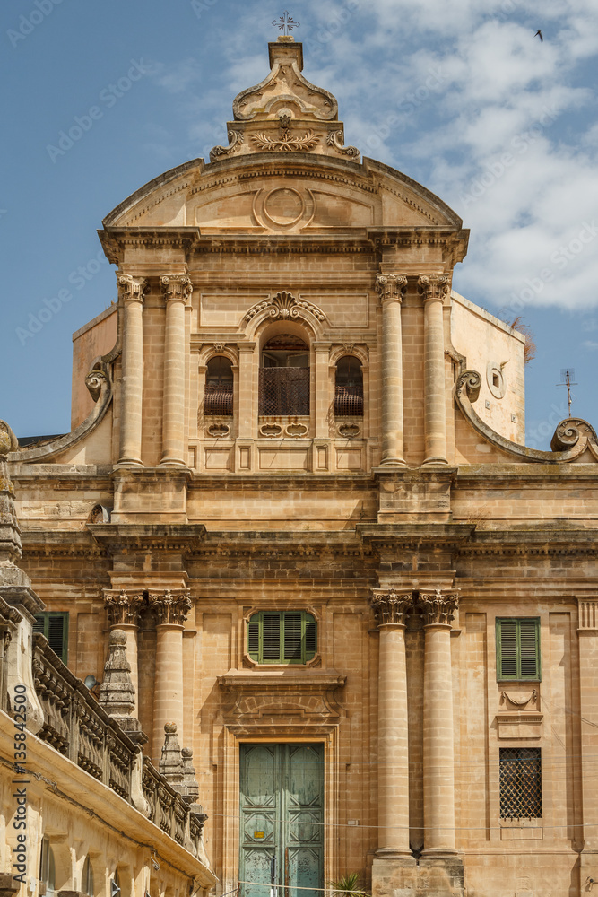 Baroque church facade, Ragusa, Sicily island, Italy