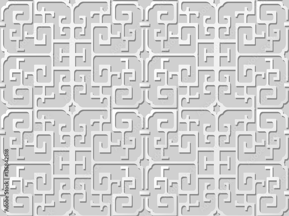 3D paper art pattern spiral geometry cross frame
