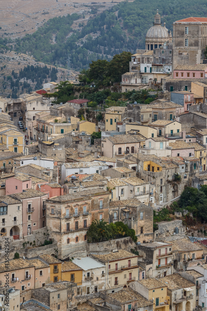 A view over lower part of Ragusa, a UNESCO heritage city, Sicily