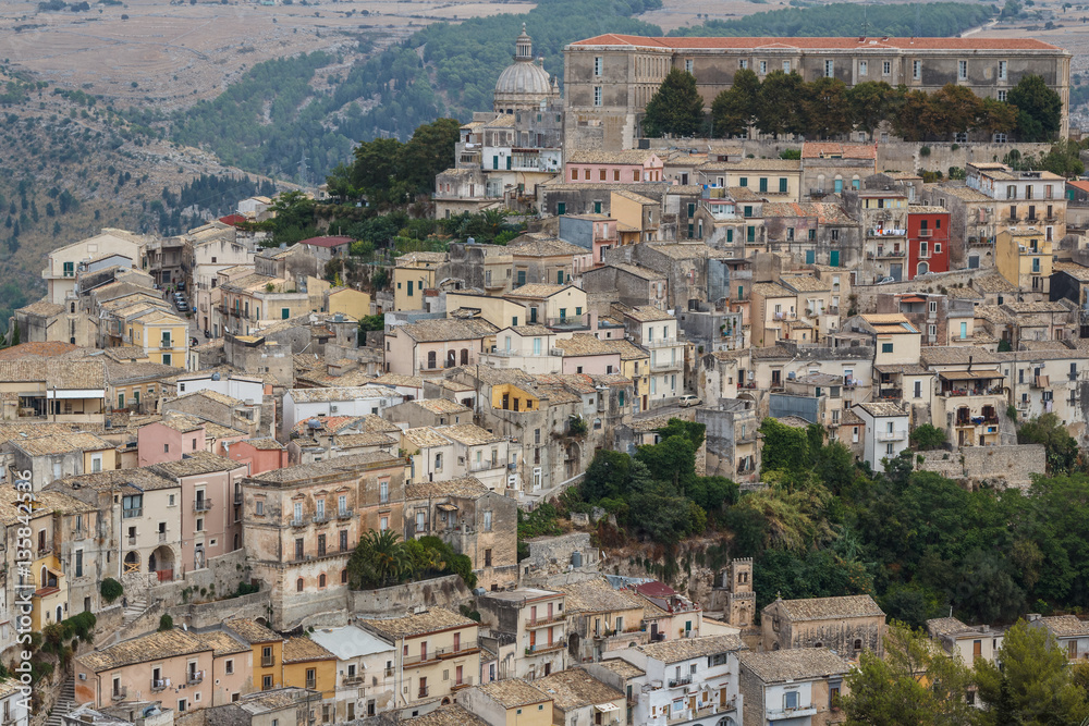 A view over lower part of Ragusa, a UNESCO heritage city, Sicily