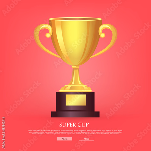 Super Golden Cup with Two Handles Pink Background.