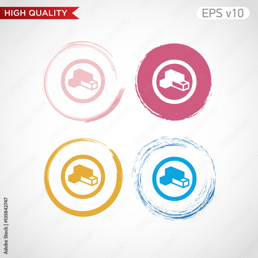 3d bricks icon. Button with bricks icon. Modern UI vector. 3d bricks icon. Button with bricks icon. Modern UI vector.