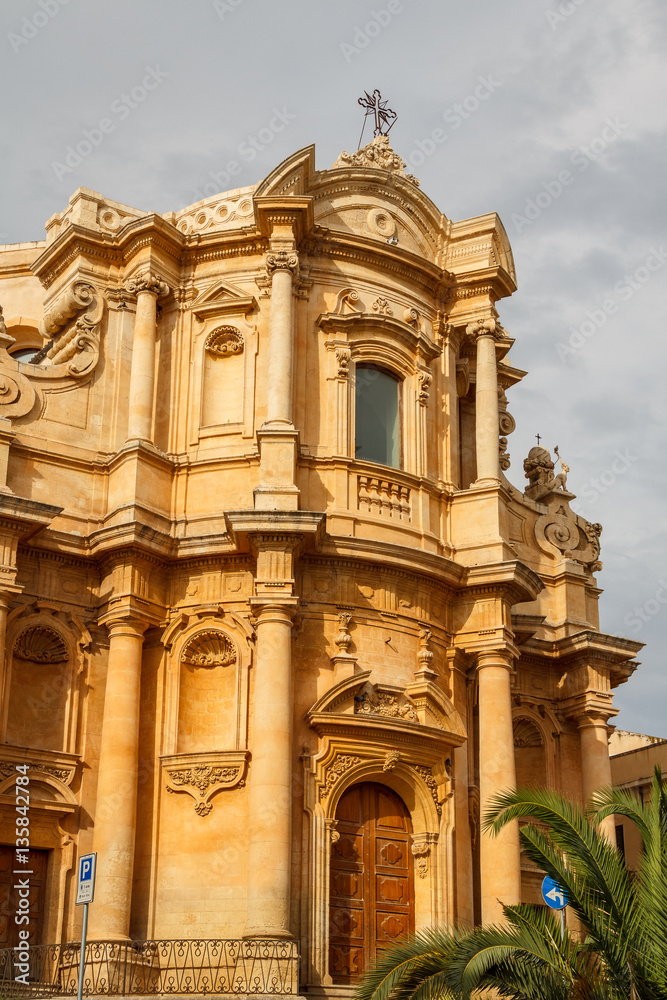 Baroque facade of the church in the historic part of Noto, Sicil