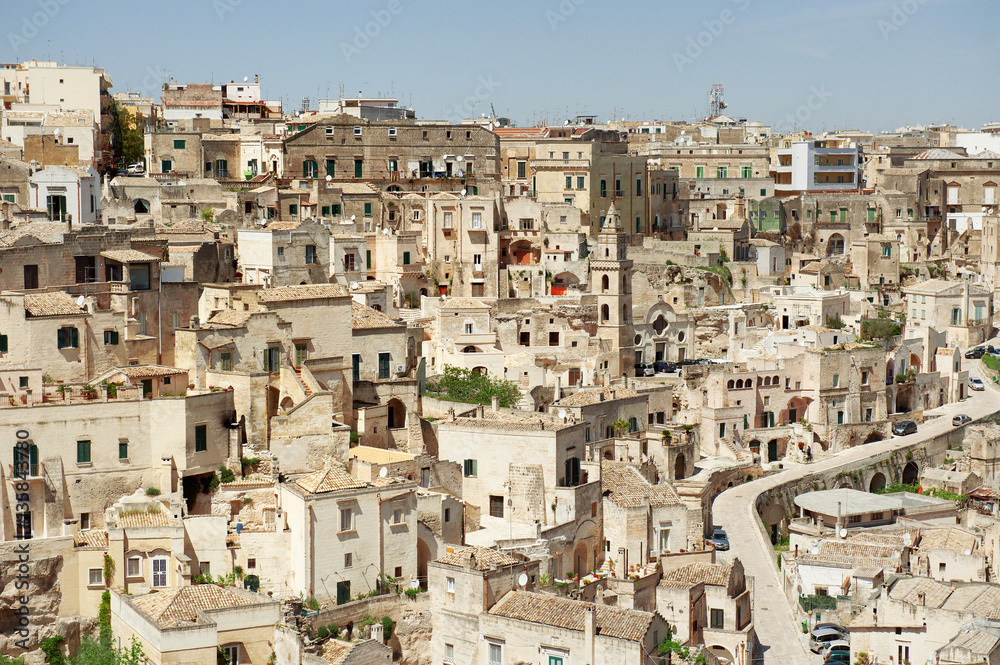 Matera ancient historic center panoramic view, Italy