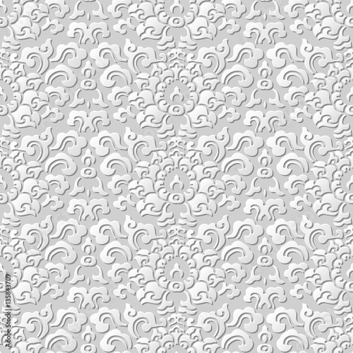 3D paper art pattern spiral curve leaf flower