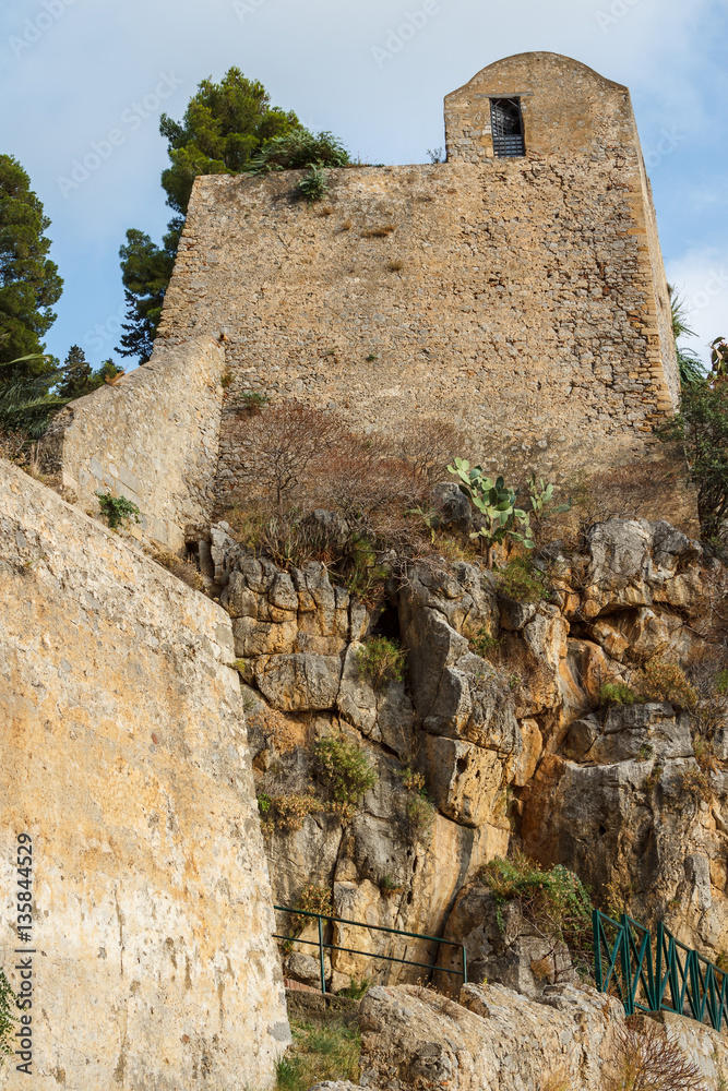 Ruins of the medieval fortifications of Cefalu, Sicily island, I