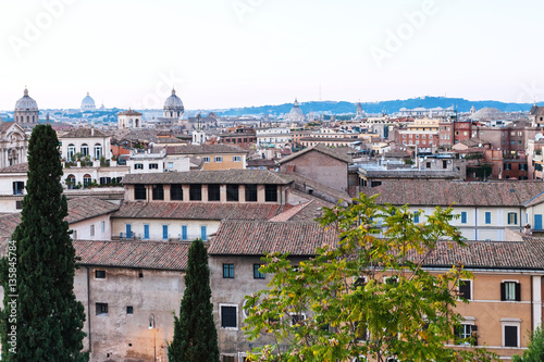 view of old houses from Capitoline hill in evening