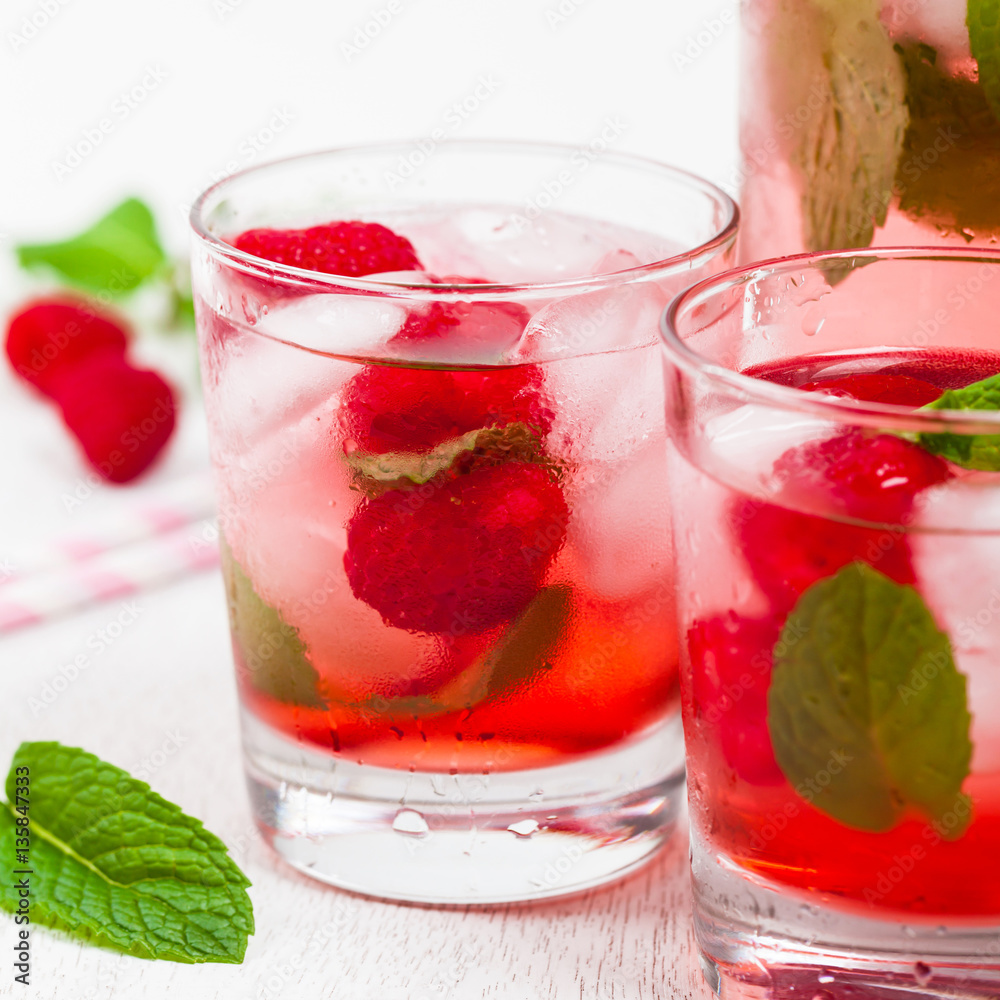 Raspberry Vodka Cocktail Lemonade. Selective focus. Raspberry Vodka Cocktail Lemonade. Selective focus.