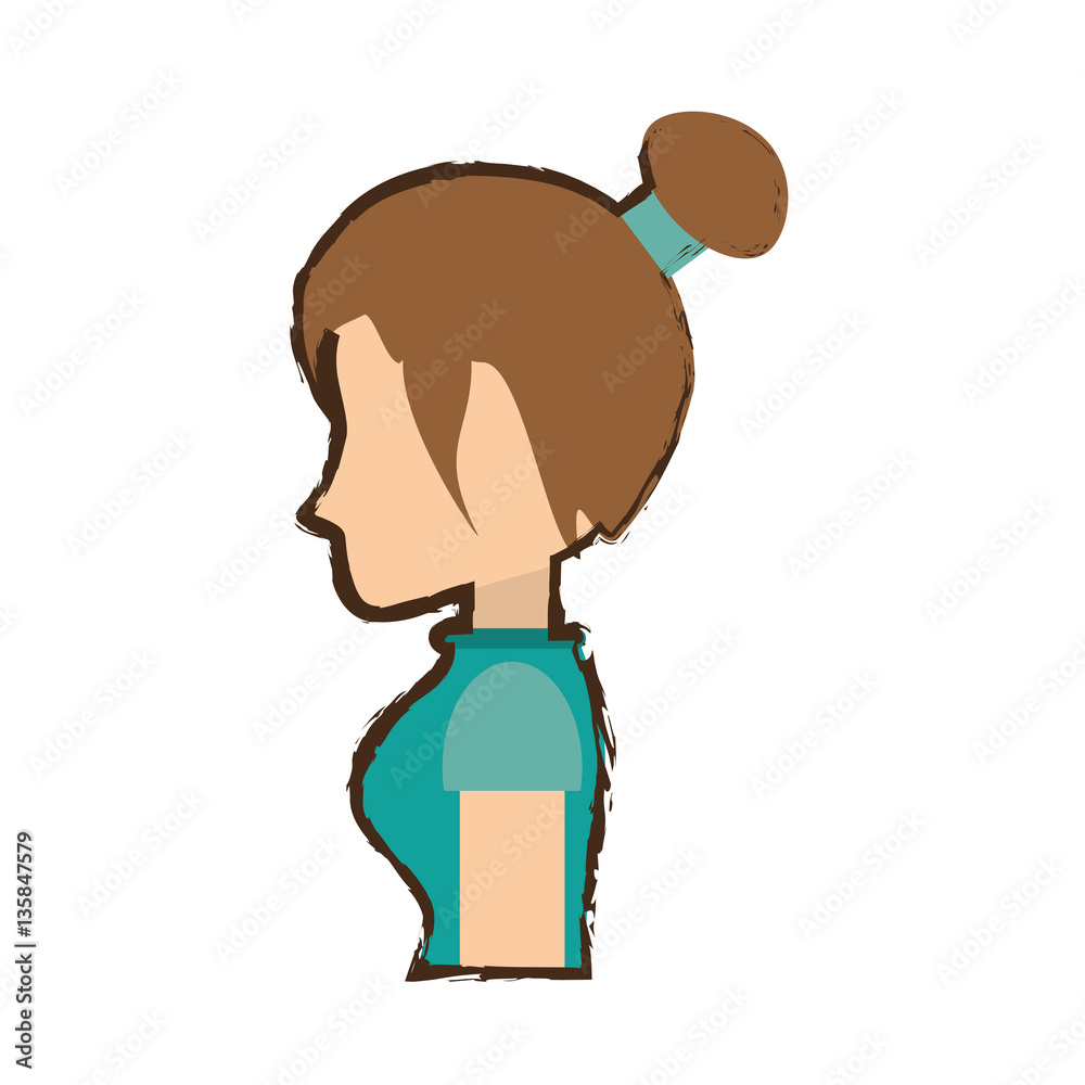 people casual woman with hair bow icon image, vector illustration