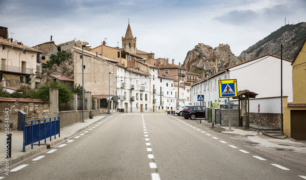 the road in Montalban town, province of Teruel, Spain