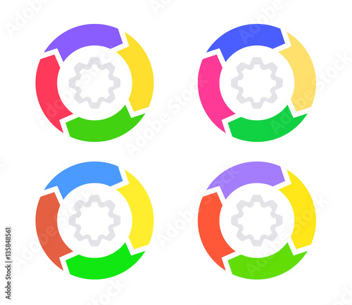 Infographics, cycle circle diagrams, 4 steps. Illustrate your business own process.