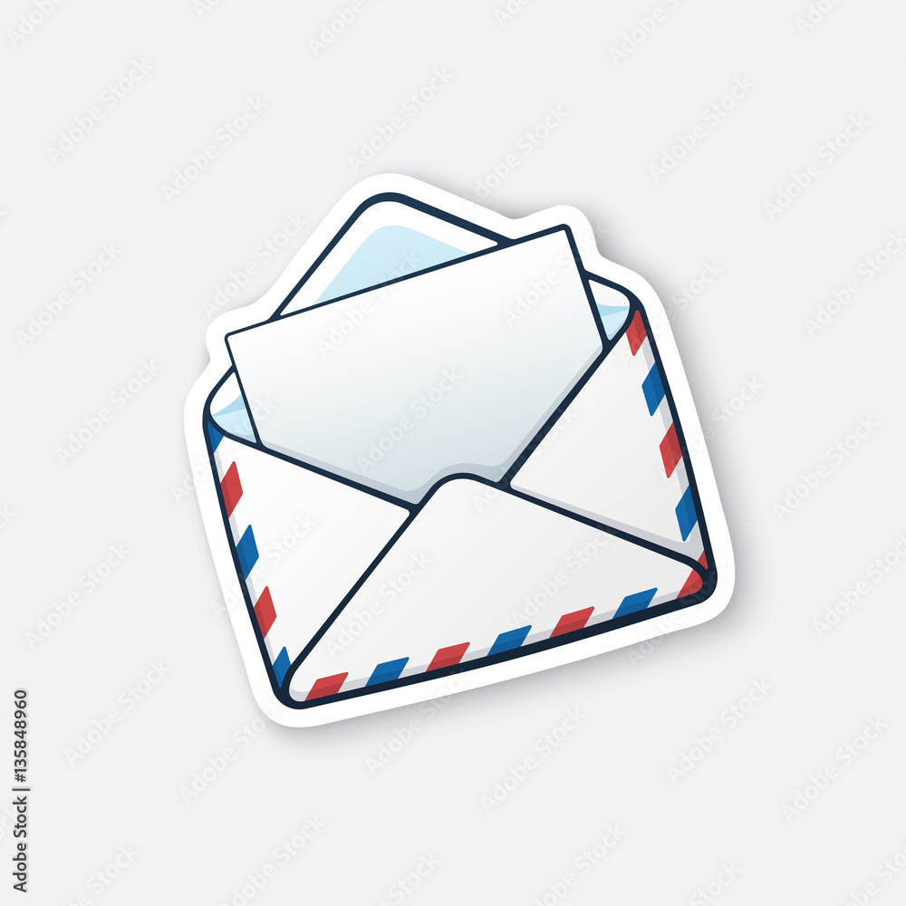 Vector illustration. Opened white mail envelope. Incoming message has been  read. Cartoon sticker in comics style with contour. Decoration for greeting  cards, posters, patches, prints for clothes Stock Vector | Adobe Stock