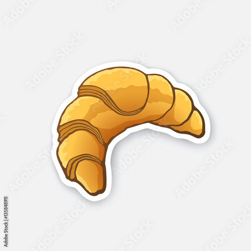 Vector illustration. Traditional French breakfast croissant. Cartoon sticker in comics style with contour. Decoration for greeting cards, posters, patches, prints for clothes, emblems