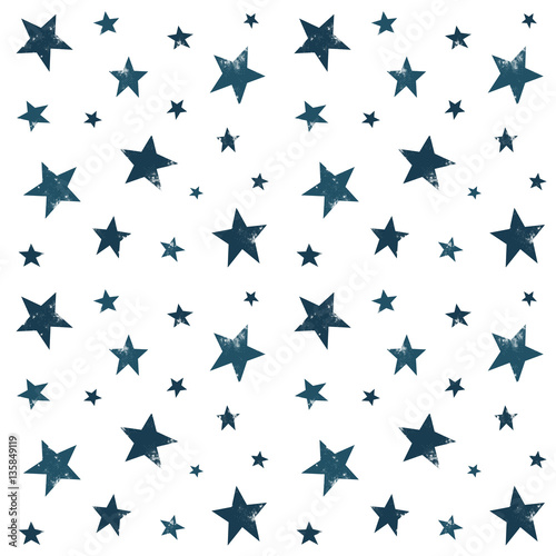 Naklejka Textured gwiazdy tło, wzór, tapeta. Grunge miejsca półtonów tekstury. Zestaw niebieskich gwiazd galaktyki. Ręcznie rysowane ilustracji wektorowych