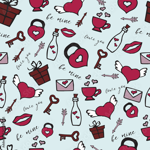Love symbols Seamless pattern.