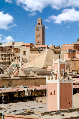 koutoubia tower over the roofs