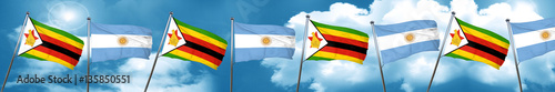 Zimbabwe flag with Argentine flag  3D rendering